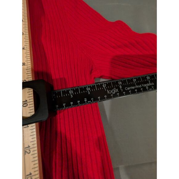 Talbots Shirt Button Cuff Ribbed Turtleneck Sweater Red Knit Women's Size Medium - Picture 9 of 10